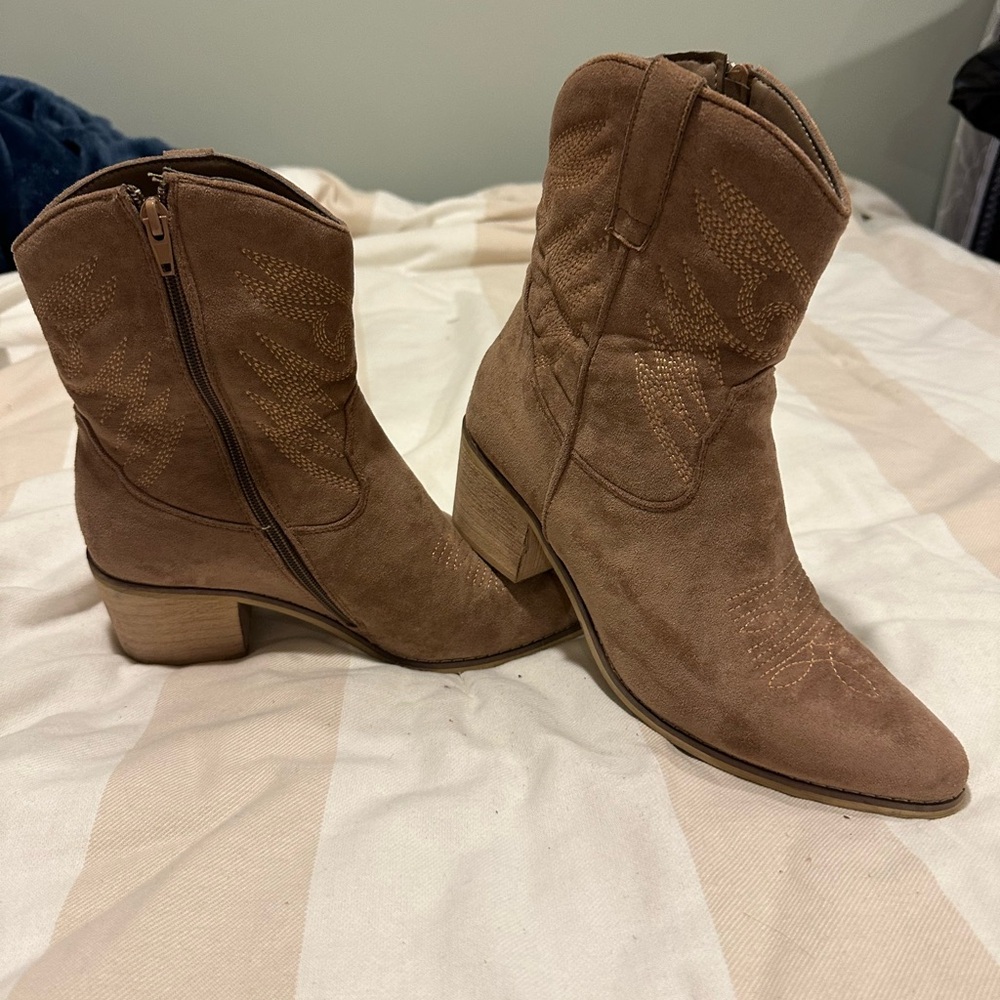 Altar'd State Tan Suede Heeled Boots